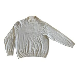 Cotswold Collections 2XL L Ivory 100% Extrafine Merino Wool Mock Neck Sweater